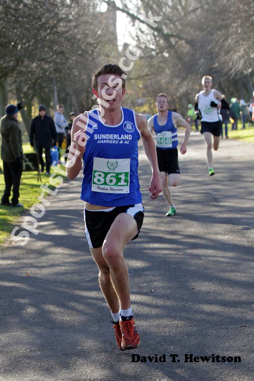 Oliver James wins the under-20s Heaton Memorial Road Race.